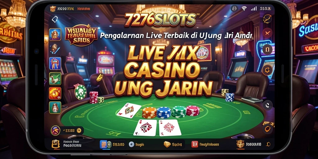 Screenshot gameplay 7276SLOTS menampilkan dealer langsung dan suasana permainan yang mendebarkan.