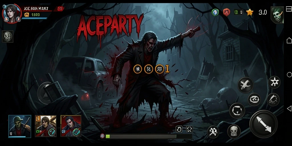 Tampilan gameplay ACEPARTY yang menegangkan dan mencekam.