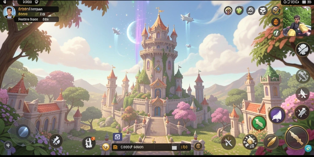 Screenshot menunjukkan gameplay menegangkan dalam C7890, menara bertahan melawan gelombang musuh.