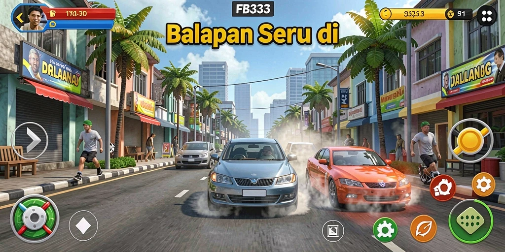 Tampilan gameplay FB333 yang menegangkan saat balapan.