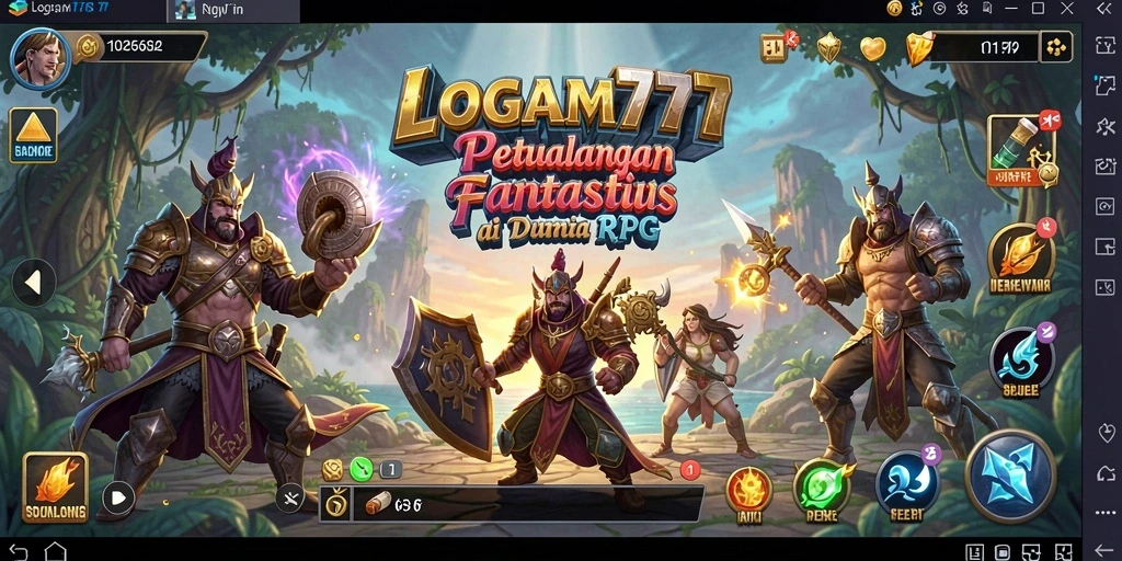 Tangkapan layar dari LOGAM777 menunjukkan aksi pertempuran epik dalam dunia RPG.