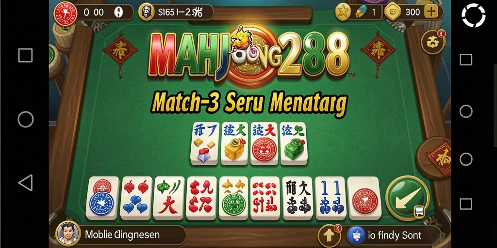 Tampilan gameplay seru di MAHJONG288 dengan tantangan match-3.