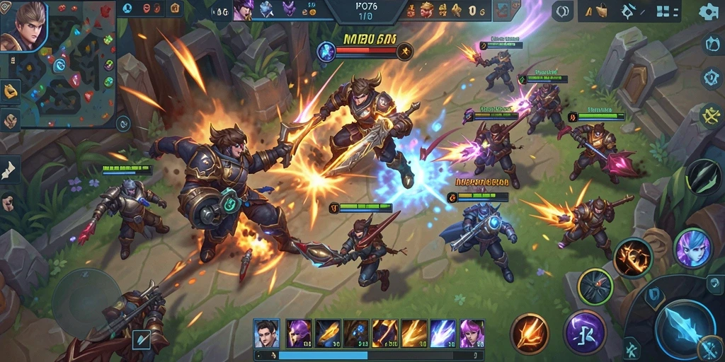 Tampilan gameplay seru dalam MPO76 dengan aksi MOBA yang mendebarkan.