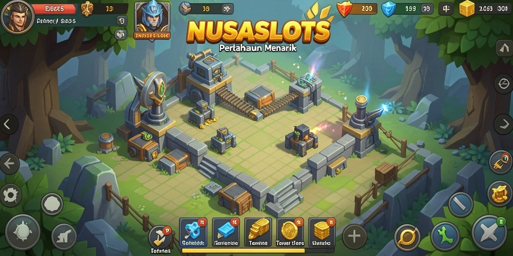 Tangkapan layar gameplay NUSASLOTS yang mendebarkan dalam pertahanan menara.
