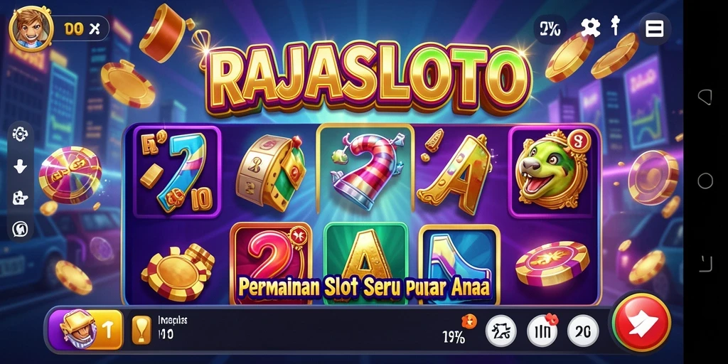 Tampilan gameplay menarik dari RAJASLOTO dengan slot yang beragam.