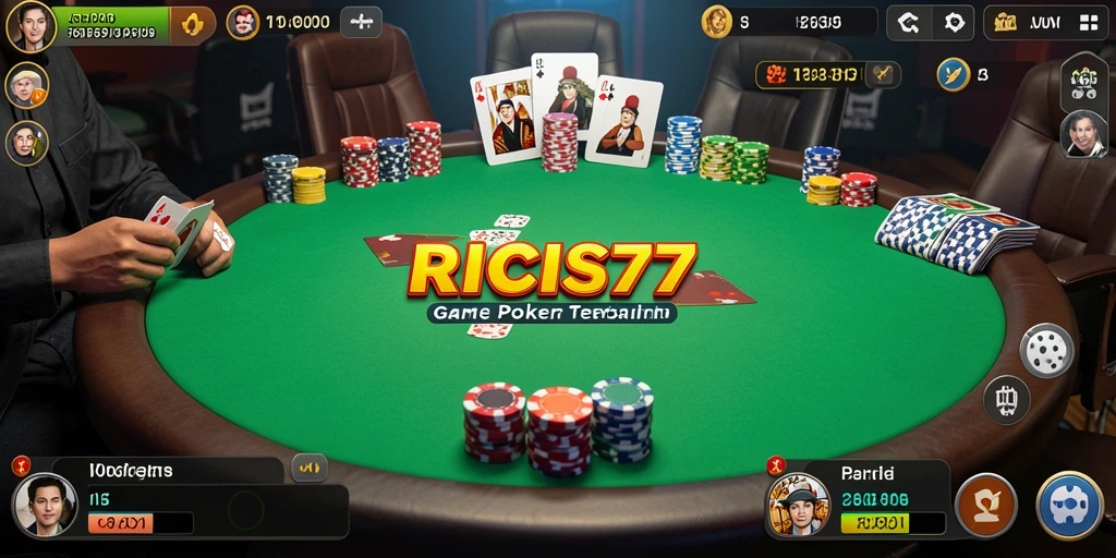 Screenshot gameplay RICIS77 menunjukkan suasana Poker yang seru dan menegangkan.
