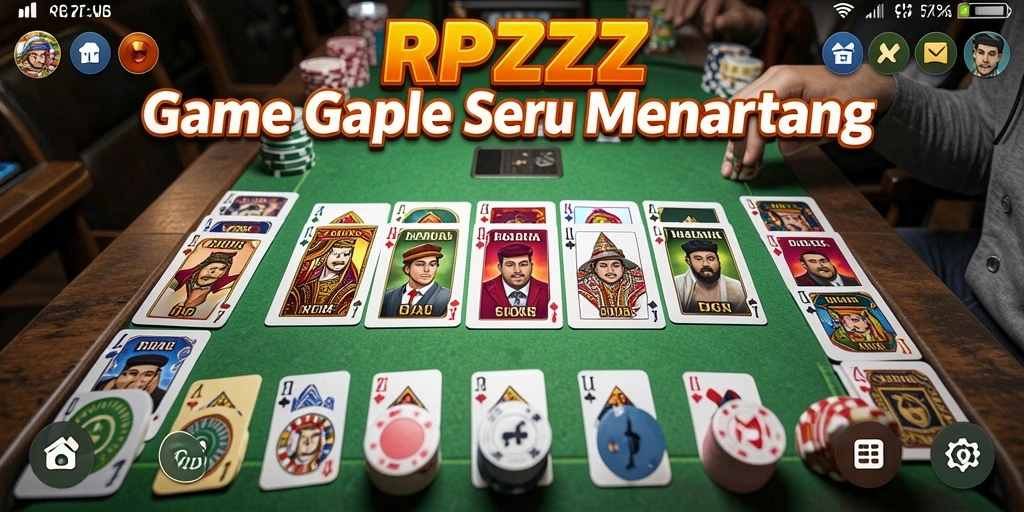 Tampilan gameplay yang seru di RPZZZ, menampilkan permainan Gaple.