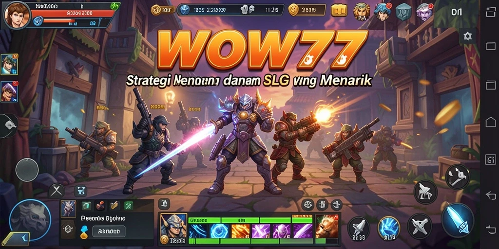 Tampilan utama <strong>WOW77</strong> dengan berbagai elemen strategi yang menarik.